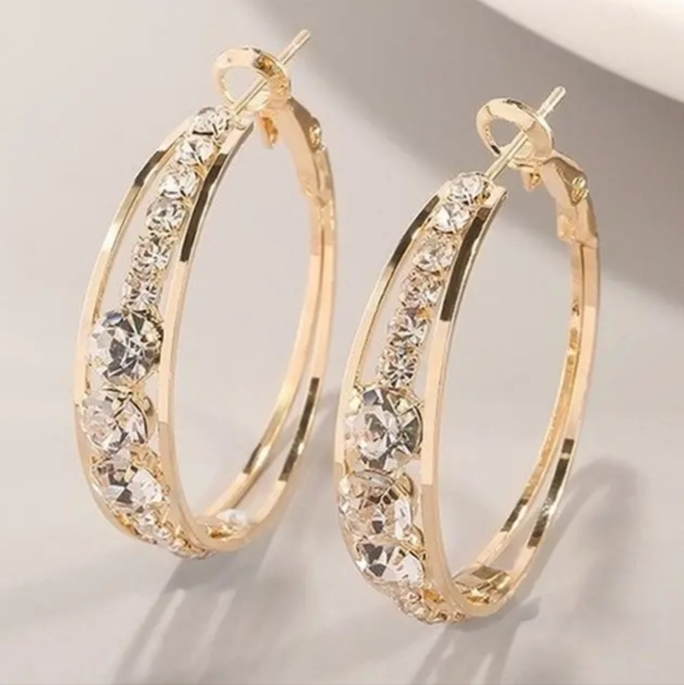 Womans rinestone hoop earrings